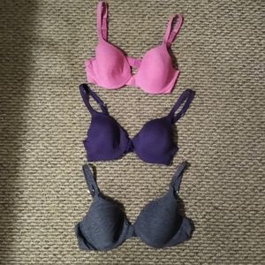 Hanes Underwire Bras, Pink & Purple 34C & Charcoal 38B